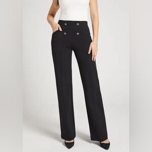 Betabrand Atlantic DPYP Dress Pant Yoga Pants Wide Leg Black Medium Petite